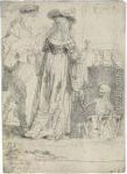 Death Appearing To A Wedded Couple From An Open Grave Oil Painting by Rembrandt Van Rijn