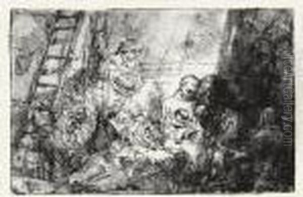 The Circumcision In The Stable (b., Holl. 47; H. 274; Bb. 54-b) Oil Painting by Rembrandt Van Rijn