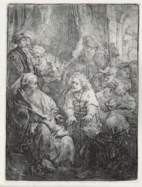 Joseph Telling His Dreams (b., Holl. 37; H. 160; Bb. 38-e) Oil Painting by Rembrandt Van Rijn