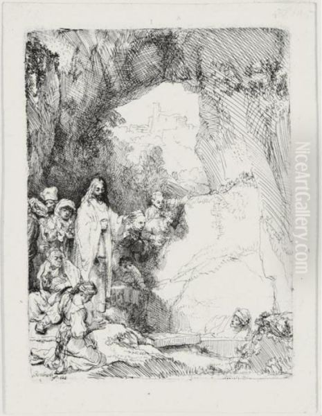 The Raising Of Lazarus: Small Plate (b., Holl. 72; H. 198; Bb. 42-b) Oil Painting by Rembrandt Van Rijn