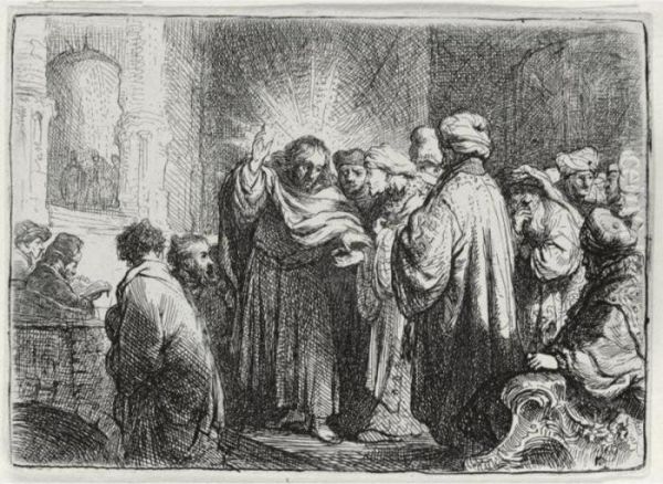 The Tribute Money (b., Holl. 68; H. 124; Bb. 35-2) Oil Painting by Rembrandt Van Rijn