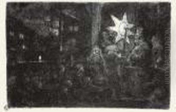 The Star Of The Kings: A Night Piece (b., Holl. 113; H. 254; Bb. 51-1) Oil Painting by Rembrandt Van Rijn