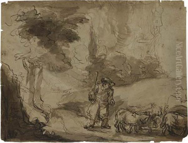 Moses And The Burning Bush Oil Painting by Rembrandt Van Rijn