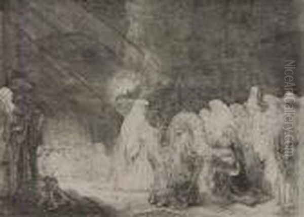 The Presentation In The Temple: Oblong Print Oil Painting by Rembrandt Van Rijn