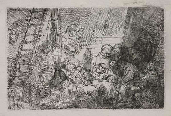 The Circumcision In The Stable Oil Painting by Rembrandt Van Rijn