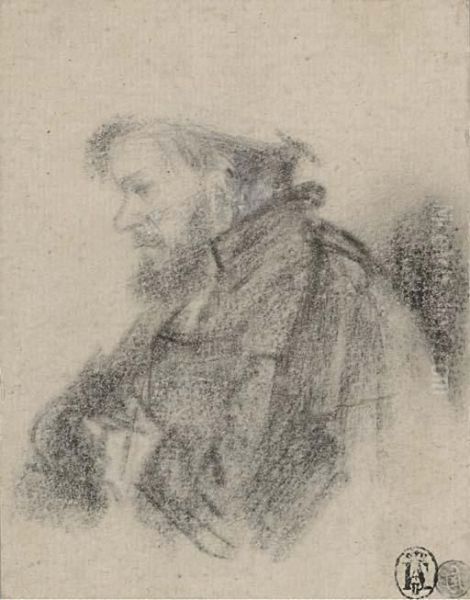 A Bearded Man, Half-length, In Profile To The Left Oil Painting by Rembrandt Van Rijn