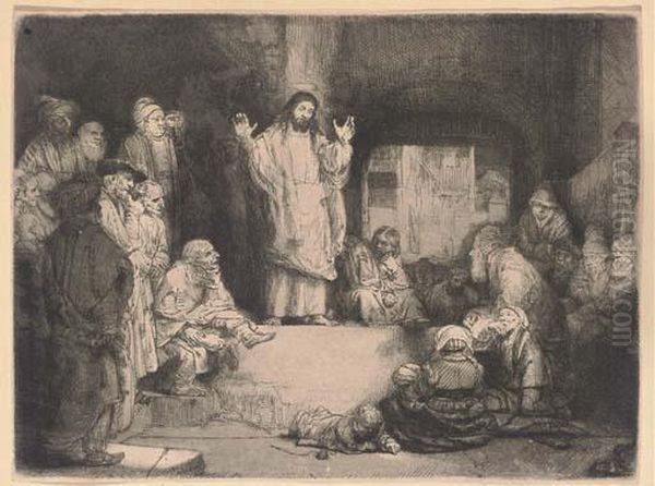 Christ Preaching Oil Painting by Rembrandt Van Rijn