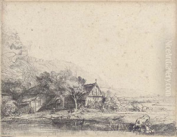 Landscape With A Cow Oil Painting by Rembrandt Van Rijn