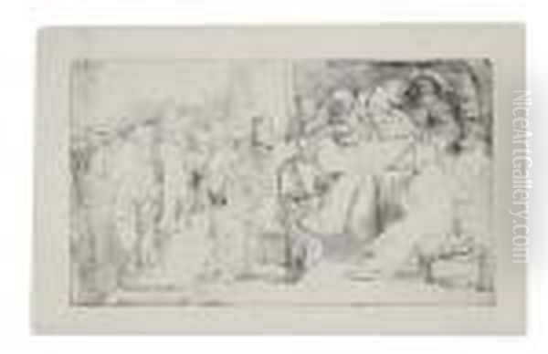 Christ Disputing With The Doctors: A Sketch Oil Painting by Rembrandt Van Rijn