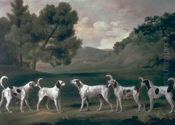 Foxhounds in a landscape, 1762 Oil Painting by George Stubbs