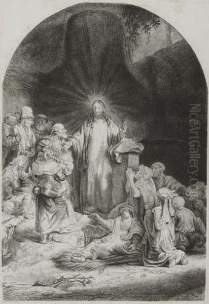 Christ Healing The Sick (hundred Guilder Print) Oil Painting by Rembrandt Van Rijn