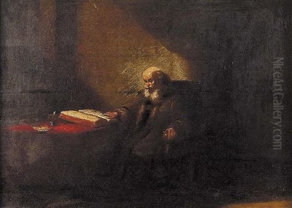 Der Alte Gelehrte In Seinem Studierzimmer. Oil Painting by Rembrandt Van Rijn