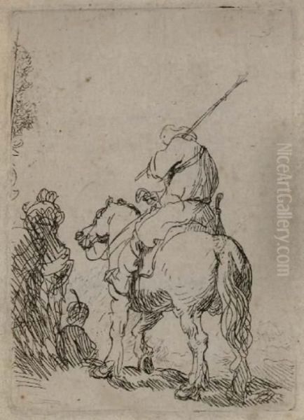 Turbaned Soldier On Horseback Oil Painting by Rembrandt Van Rijn