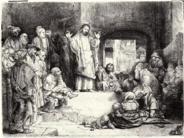 Christ Preaching Oil Painting by Rembrandt Van Rijn