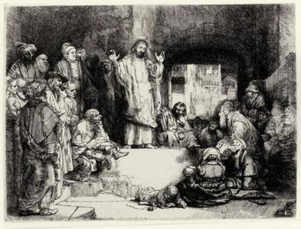 Christ Preaching Oil Painting by Rembrandt Van Rijn