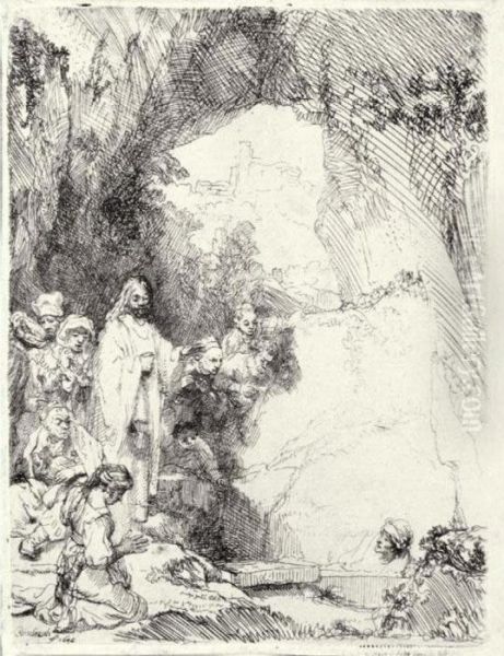 The Raising Of Lazarus: Small Plate (b., Holl. 72; H.198; Bb. 42-b) Oil Painting by Rembrandt Van Rijn