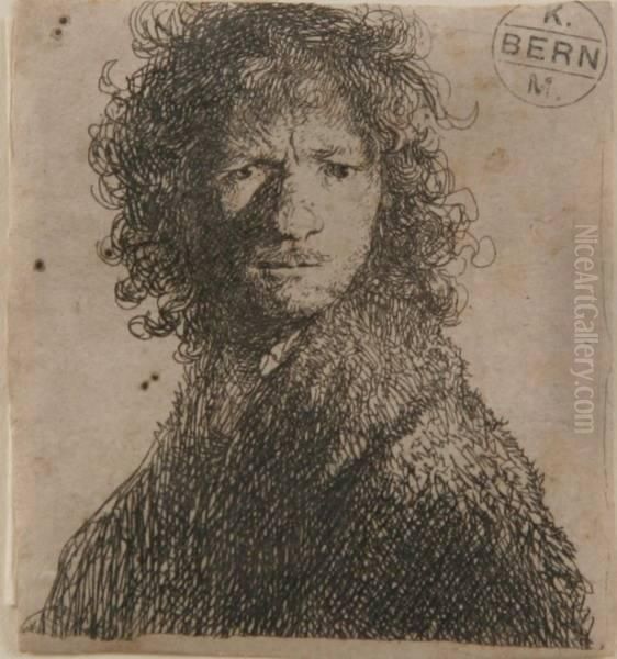 Self-portrait, Frowning: Bust Oil Painting by Rembrandt Van Rijn