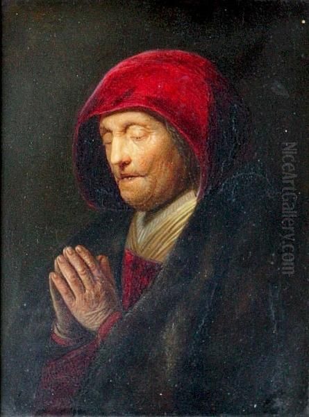 Woman At Prayer Oil Painting by Rembrandt Van Rijn