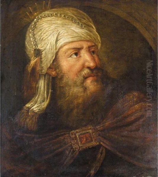 An Oriental King - Aliasuerus(?) Oil Painting by Rembrandt Van Rijn