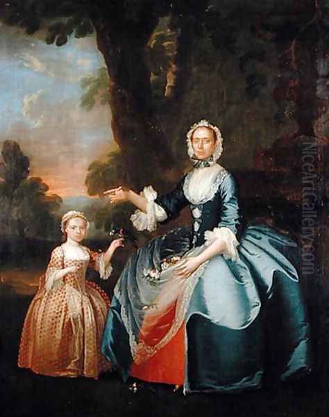 Portrait of Mrs Dawson of Retford and her Daughter, c.1749 Oil Painting by George Stubbs