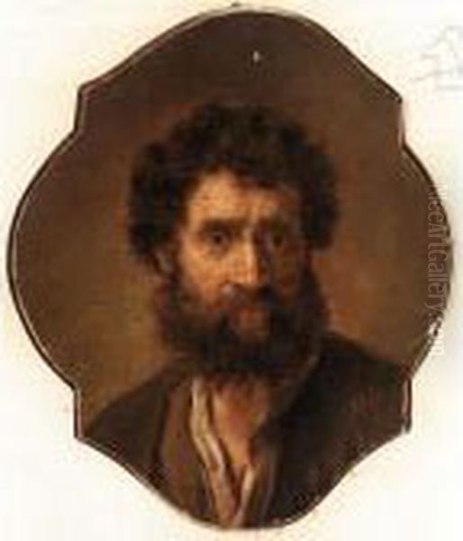 A Study Of A Head Of A Bearded Man Oil Painting by Rembrandt Van Rijn