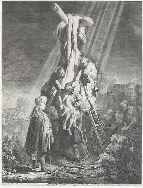 The Descent From The Cross: The Second Plate Oil Painting by Rembrandt Van Rijn