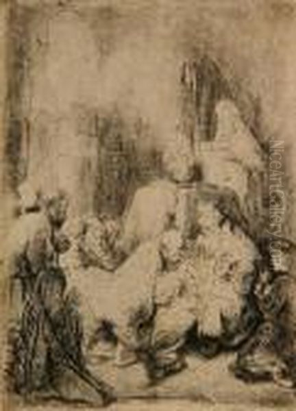 The Circumcision: Small Plate Oil Painting by Rembrandt Van Rijn