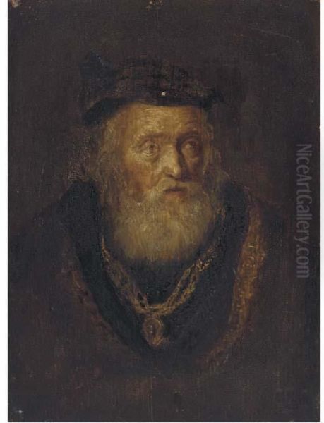 An Elderly Man, Bust-length, In A Cap Oil Painting by Rembrandt Van Rijn