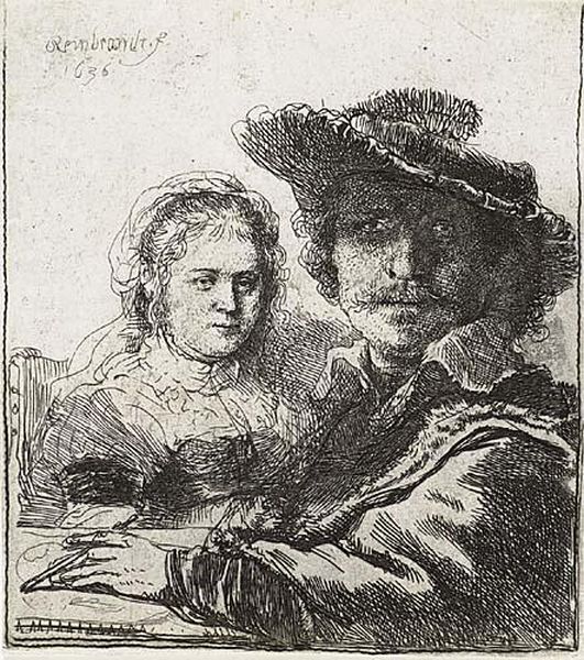 Self Portrait With Saskia Oil Painting by Rembrandt Van Rijn