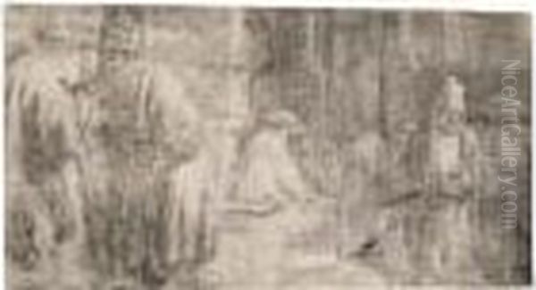 Jews In The Synagogue Oil Painting by Rembrandt Van Rijn