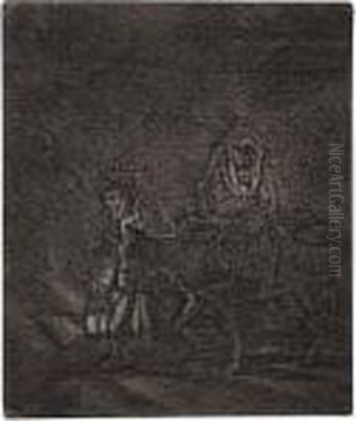 The Flight Into Egypt: A Night Piece Oil Painting by Rembrandt Van Rijn