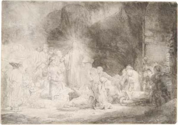 Christ Healing The Sick (the Hundred Guilder Print). Oil Painting by Rembrandt Van Rijn