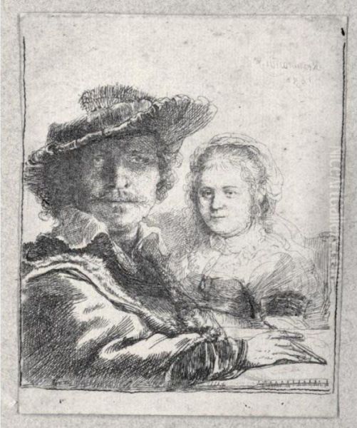 Self-portrait With Saskia (b., Holl.19; H.144; Bb.36-a) Oil Painting by Rembrandt Van Rijn