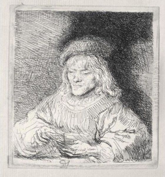 The Card Player (b., Holl.136; H.190; Bb.41-m) Oil Painting by Rembrandt Van Rijn