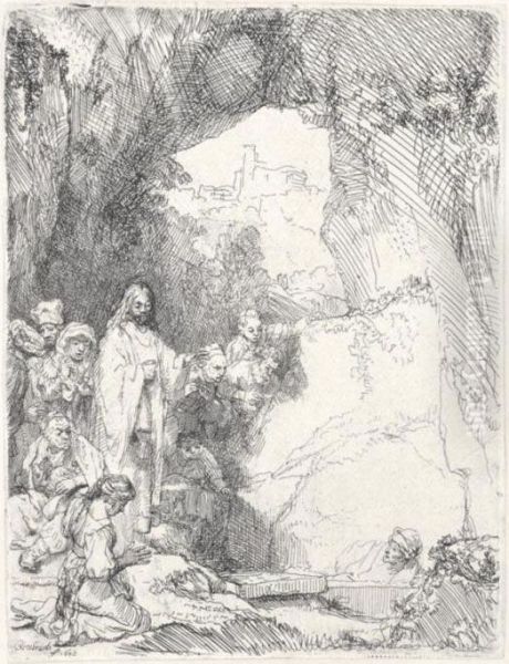 The Raising Of Lazarus: Small Plate (b., Holl.72; H.198; Bb.42-b) Oil Painting by Rembrandt Van Rijn