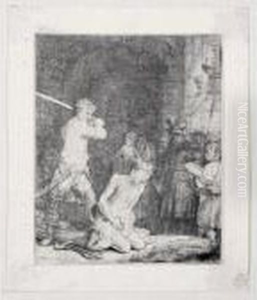 The Beheading Of John The Baptist (b., Holl.92; H.171; Bb.40-b) Oil Painting by Rembrandt Van Rijn