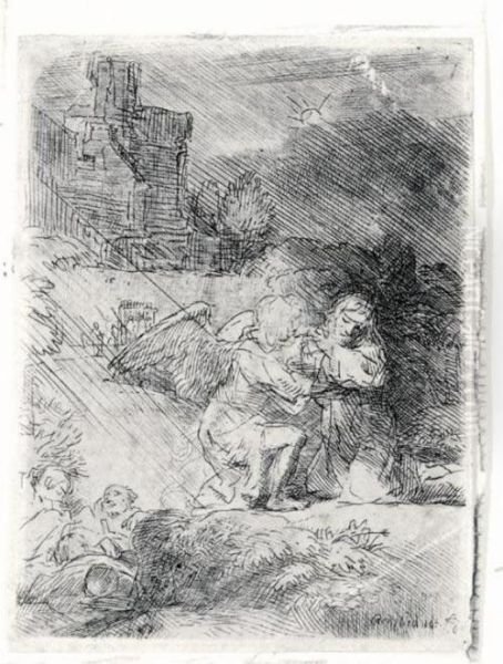 The Agony In The Garden (b., Holl.75; H.293; Bb.57-3) Oil Painting by Rembrandt Van Rijn