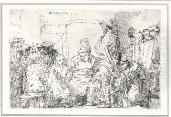 Christ Disputing With The Doctors (b., Holl.64; H.277; Bb.54-e) Oil Painting by Rembrandt Van Rijn