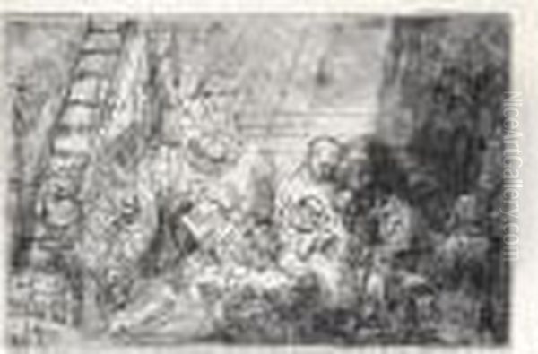 The Circumcision In The Stable (b., Holl.47; H.274; Bb.54-b) Oil Painting by Rembrandt Van Rijn