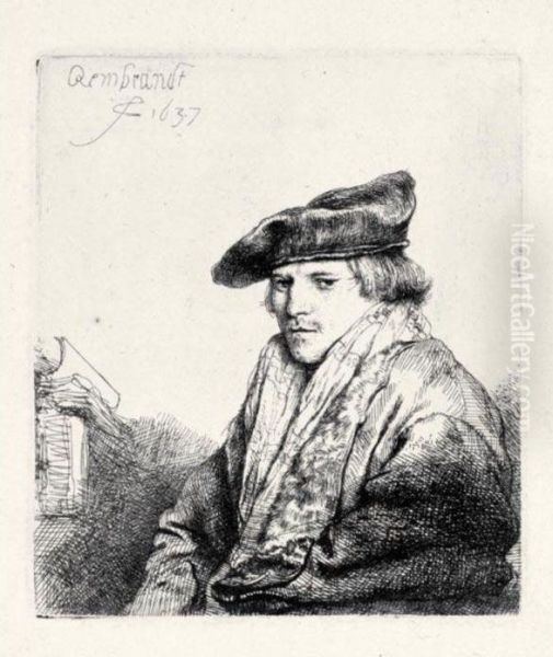 Young Man In A Velvet Cap: Petrus Sylvius (b., Holl.268; H.151; Bb.37-c) Oil Painting by Rembrandt Van Rijn