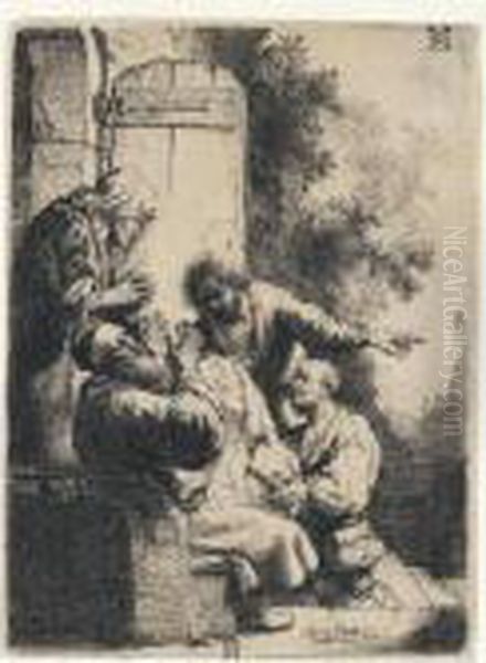 Joseph's Coat Brought To Jacob (b., Holl.38; H.104; Bb.33) Oil Painting by Rembrandt Van Rijn