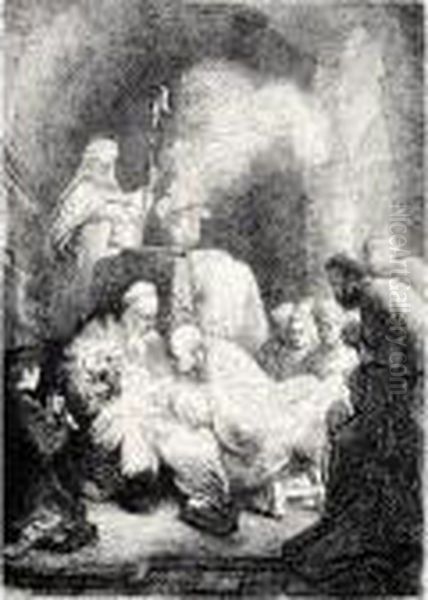 The Circumcision: Small Plate (b., Holl.48; H.19; Bb.30-8) Oil Painting by Rembrandt Van Rijn