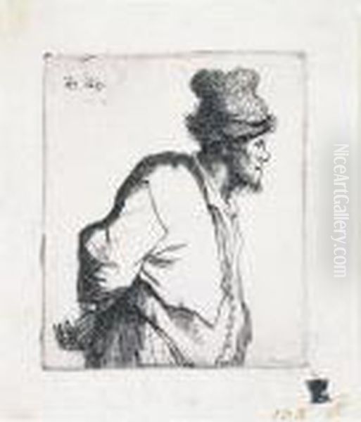 Peasant With His Hands Behind His Back (b., Holl.135; H.69; Bb.31-m) Oil Painting by Rembrandt Van Rijn