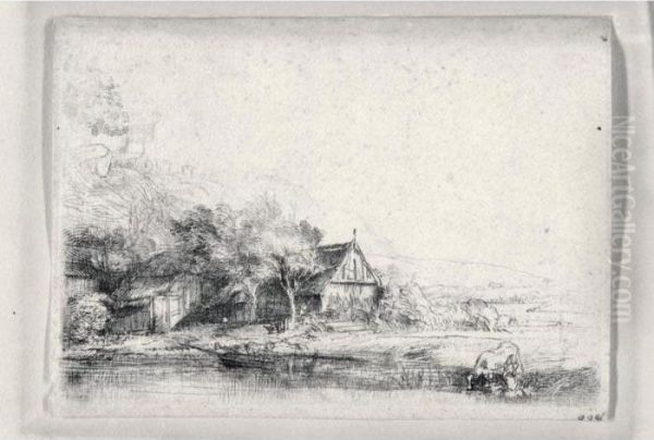 Landscape With A Cow Oil Painting by Rembrandt Van Rijn