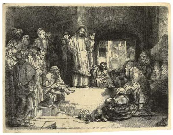 Christ Preaching Oil Painting by Rembrandt Van Rijn