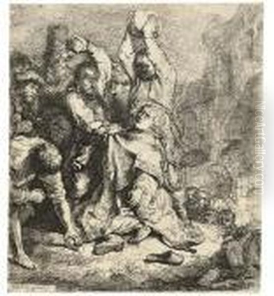 The Stoning Of Saint Stephen (b., Holl. 97; H. 125) Oil Painting by Rembrandt Van Rijn