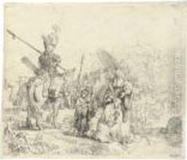 The Baptism Of The Eunuch (b., Holl. 98; H. 182) Oil Painting by Rembrandt Van Rijn