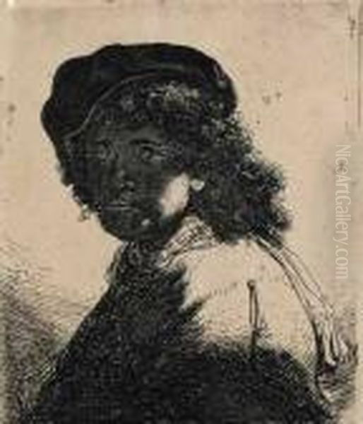 Self Portrait In Cap Oil Painting by Rembrandt Van Rijn