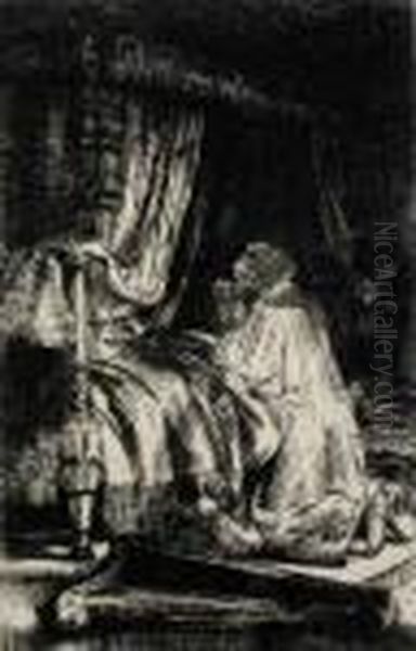 David In Prayer Oil Painting by Rembrandt Van Rijn