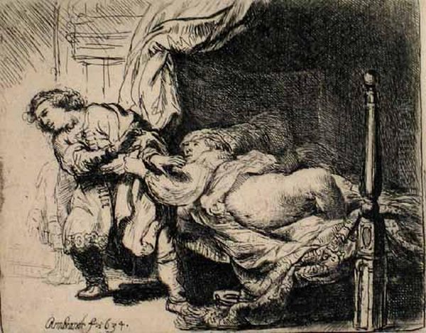 Joseph And Potiphar's Wife Oil Painting by Rembrandt Van Rijn